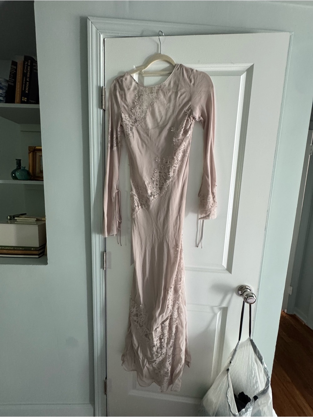 Zara Pale taupe Lace-Detail Long Maxi Dress